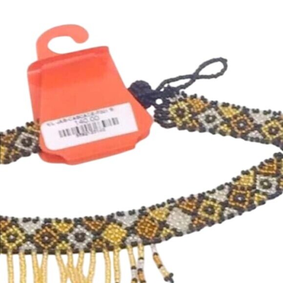 NWT Hand Beaded Fringe Choker Necklace - Picture 4 of 5